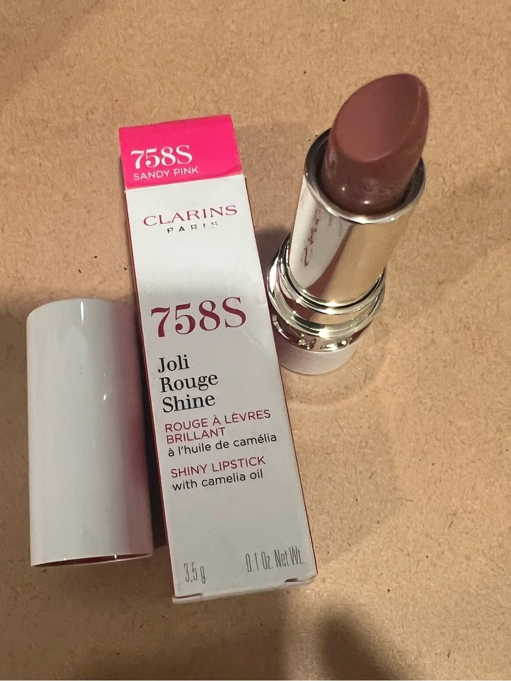 Clarins Joli Rouge Shine Lipstick 758S Sandy Pink